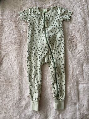 Parade Organic Green Sprout Print Kids One-Piece short sleeveRomper